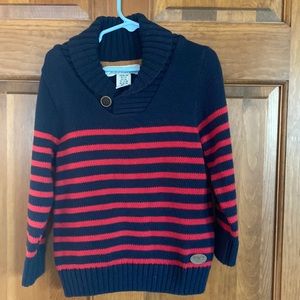H&M shawl collar sweater. Red/navy. Tag size 2-4. Fits like 3t Gap.